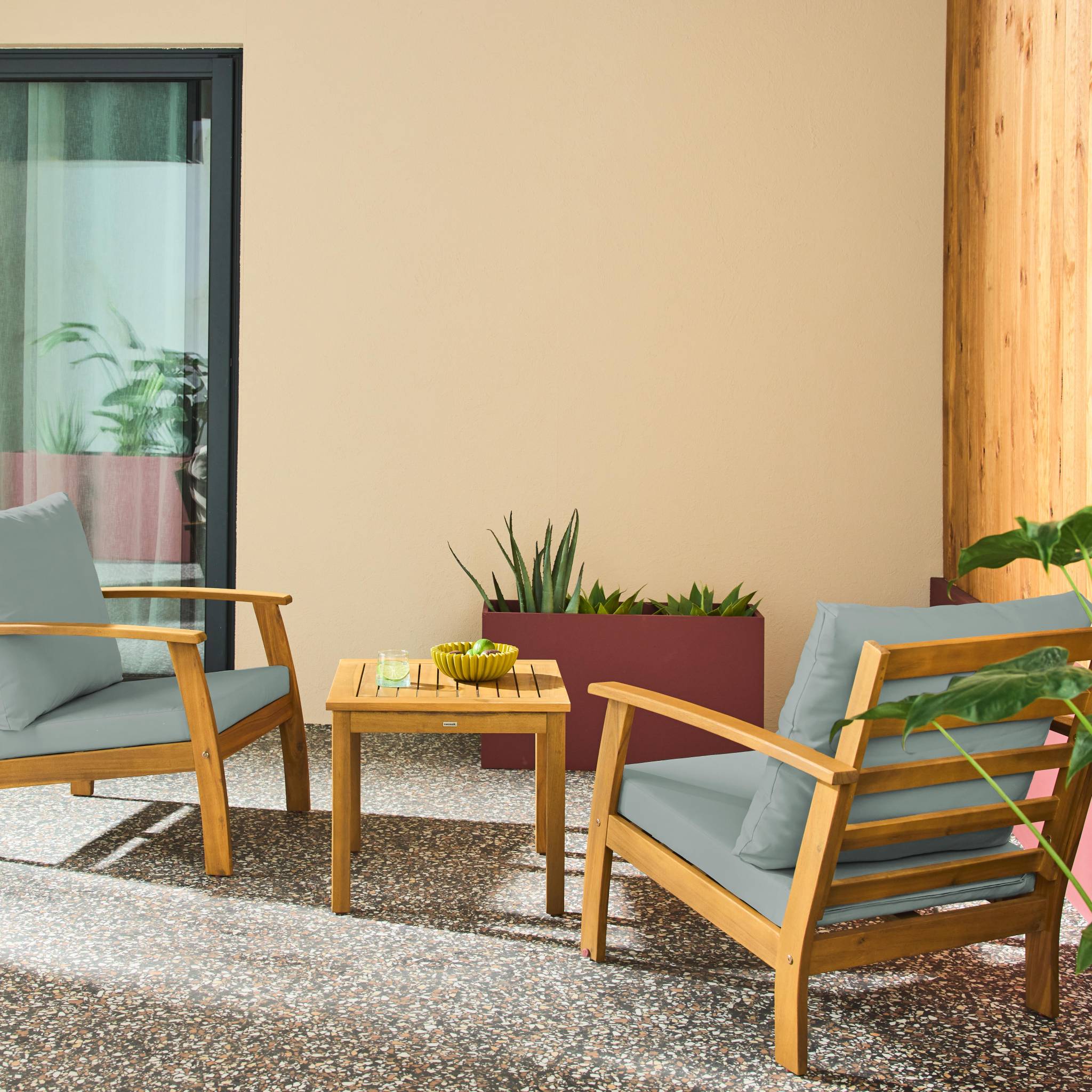 Salon de jardin bois d'acacia 2 places USHUAIA