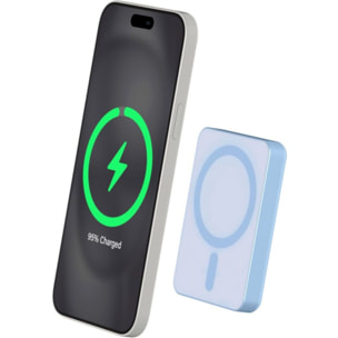 Batterie externe FORCE POWER 5000 mAh USB C 15W Mini magnet bleu