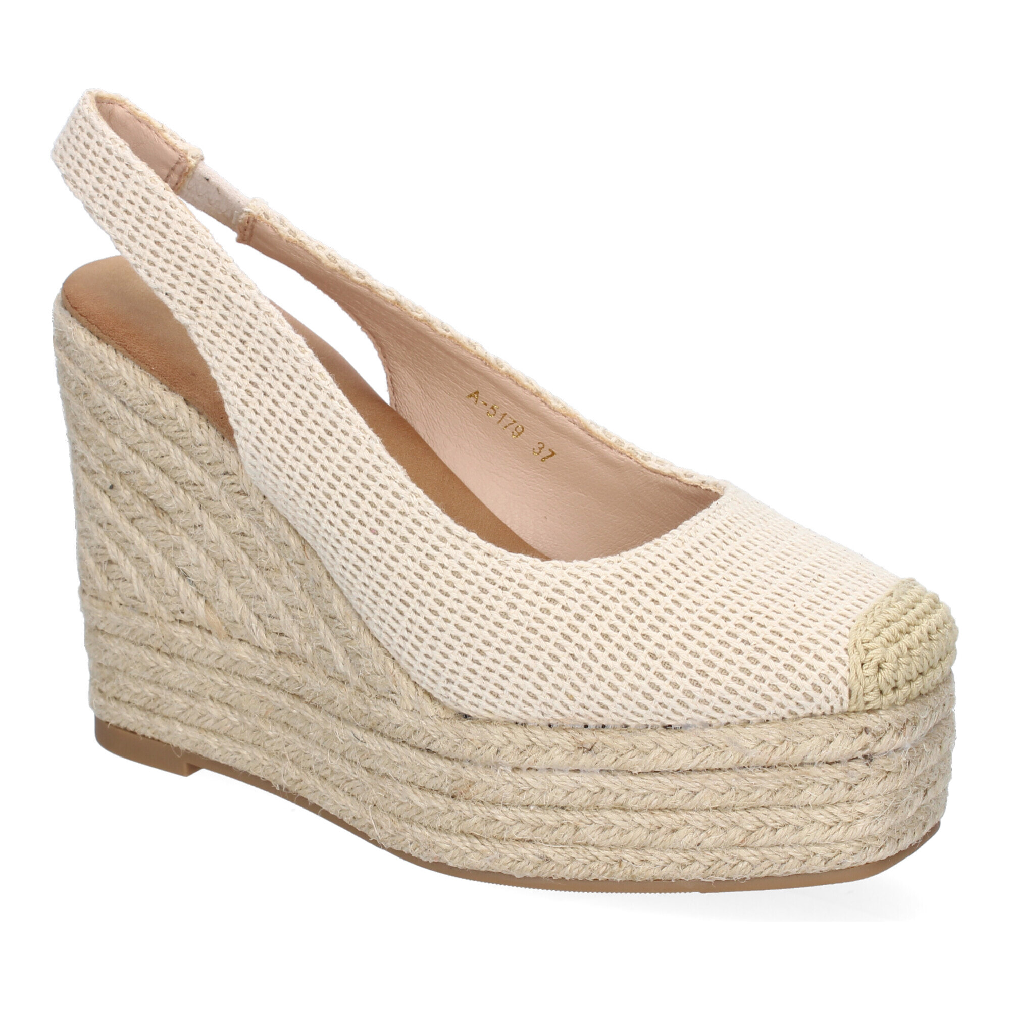 Sandalia de Cuña de Yute para Mujer, Comodas y Elegantes, Diseño de Pala Cerrada con Detalles Bordados