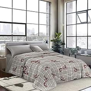 INTRECCI Piumino Singolo, 170 x 260 cm, Piumino Ecologico, Caldo, Invernale, 300 g/m², Anallergico e Antiacaro, Made in Italy, Lavabile in Lavatrice, Soffice, Morbido. Fantasia: Orsetti grigio