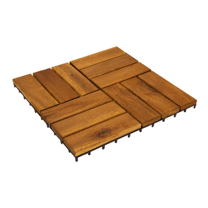 Well home 9 baldosas de 30x30x0,1cm en madera de acacia de aspecto de teca