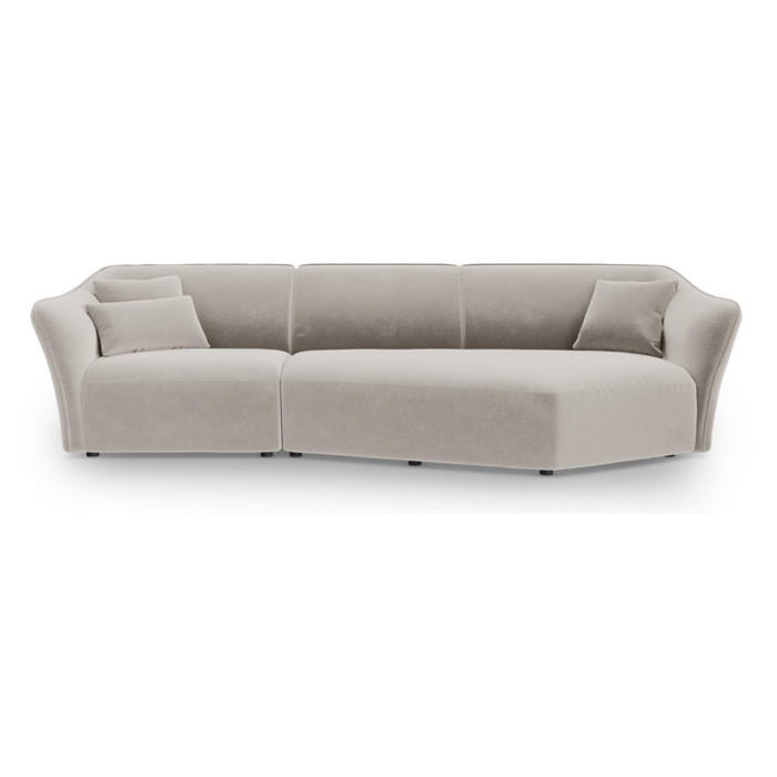 Canapé d'angle droit modulable "Tokyo" 5 places en velours beige clair