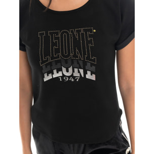 T-shirt donna a manica corta, tessuto elasticizzato Leone 1947 Gold Studs
