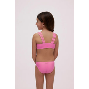 Completo bikini da bambina a pois rosa