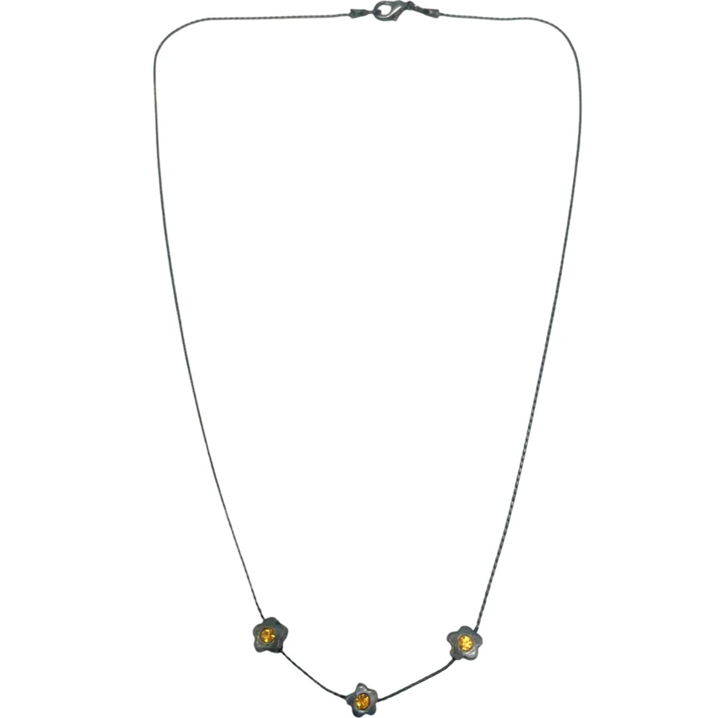 Collar 3 flores mini plata gun cristal Sw