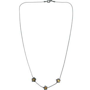 Collar 3 flores mini plata gun cristal Sw