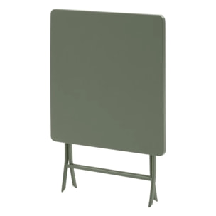 Table de jardin pliante carrée "Greensboro" vert laurier 2 places en acier