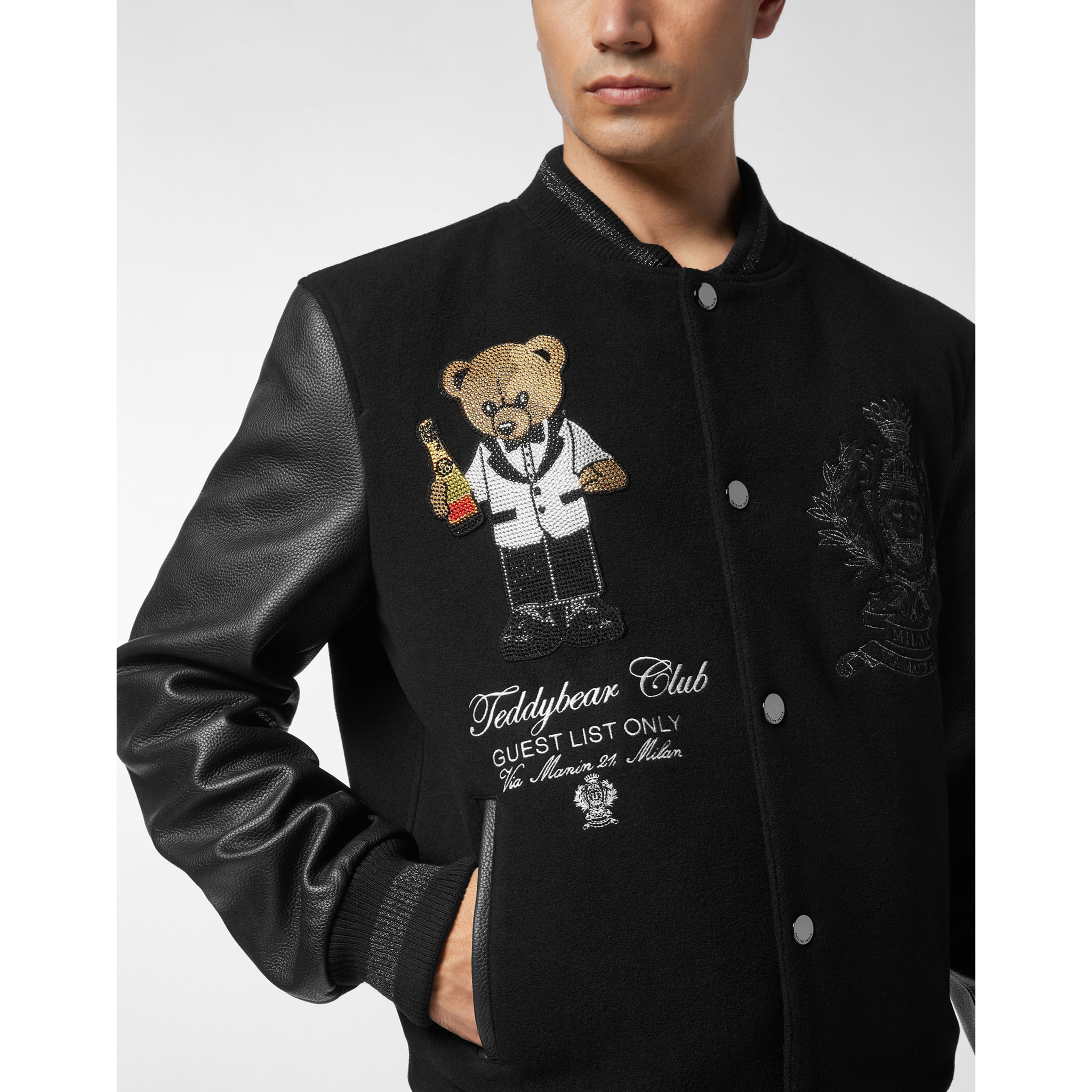 PHILIPP PLEIN Leather Bomber TEDDY