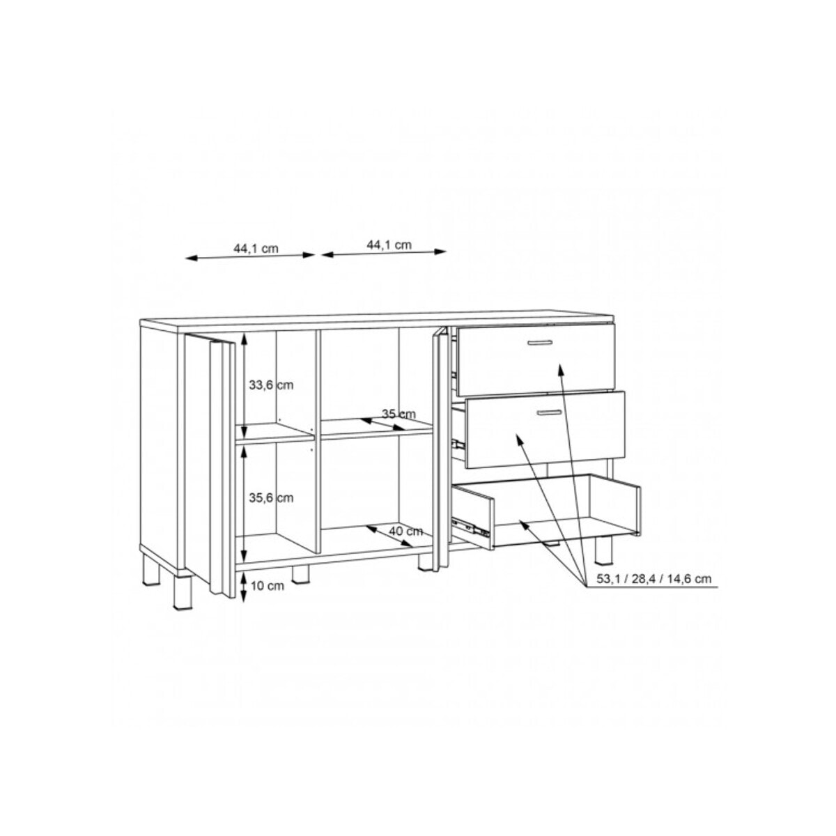 Buffet 154 cm bois effet chêne et noir - YAL