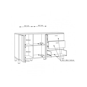 Buffet 154 cm bois effet chêne et noir - YAL
