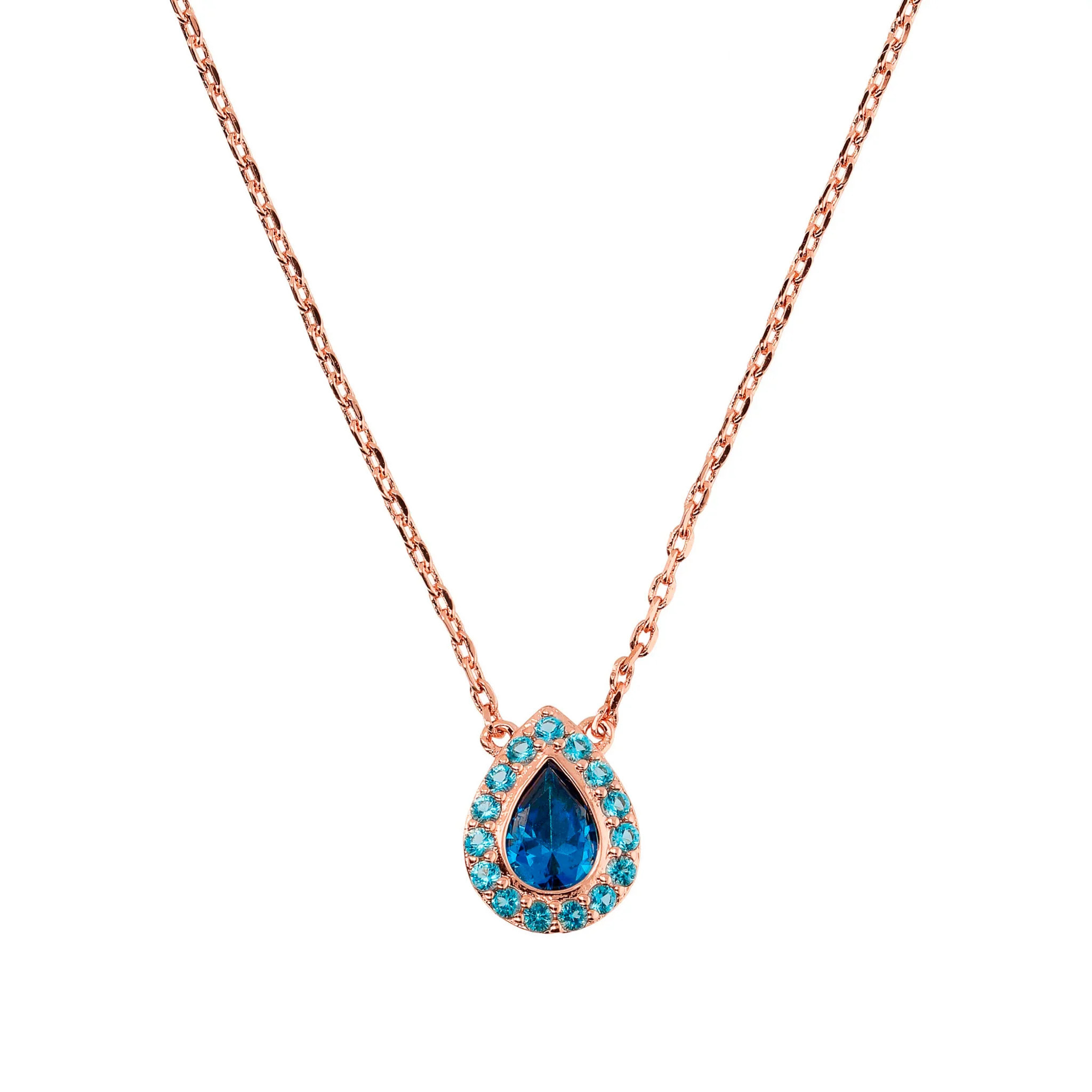 Collana Catena Forzatina con Pendente Goccia in Cubic Zirconia Rosa