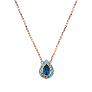 Collana Catena Forzatina con Pendente Goccia in Cubic Zirconia Rosa