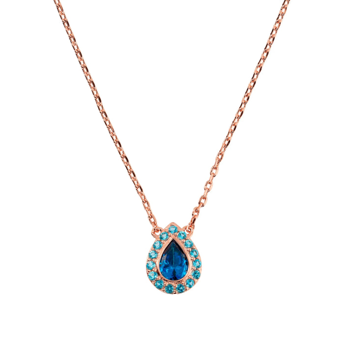 Collana Catena Forzatina con Pendente Goccia in Cubic Zirconia Rosa
