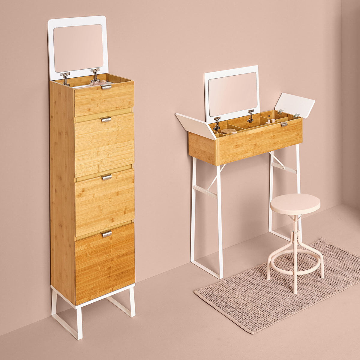 Coiffeuse avec miroir " Levia" bambou