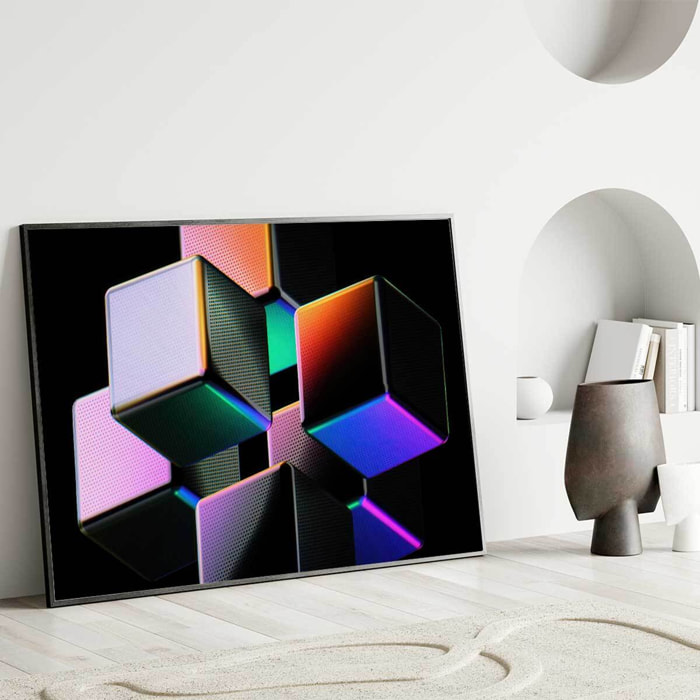 Affiche encadrée composition boussole et lanterne vintage Affiche + cadre en métal - Noir