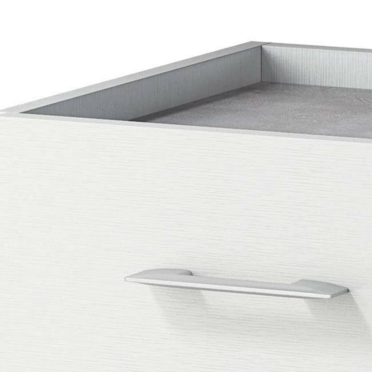 Credenza Aracnida, Mobile buffet a 1 anta e 4 cassetti, Madia da soggiorno, Armadietto multiuso con ripiani, 100% Made in Italy, 90x41h87 cm, Bianco e Cemento