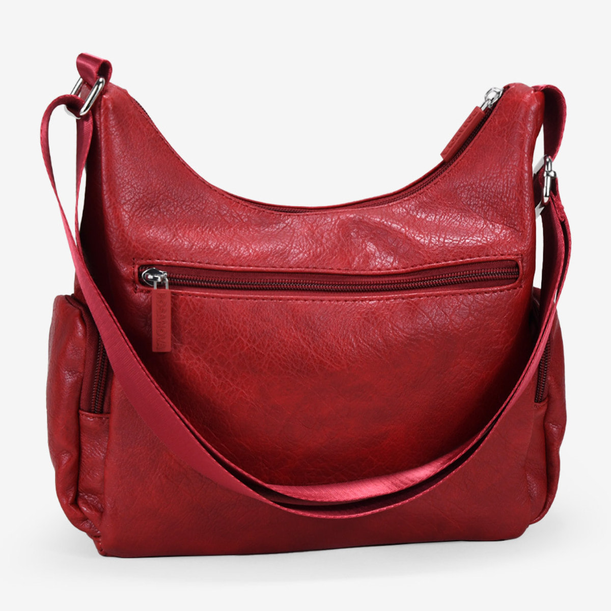 Bolso bandolera rojo con cremalleras
