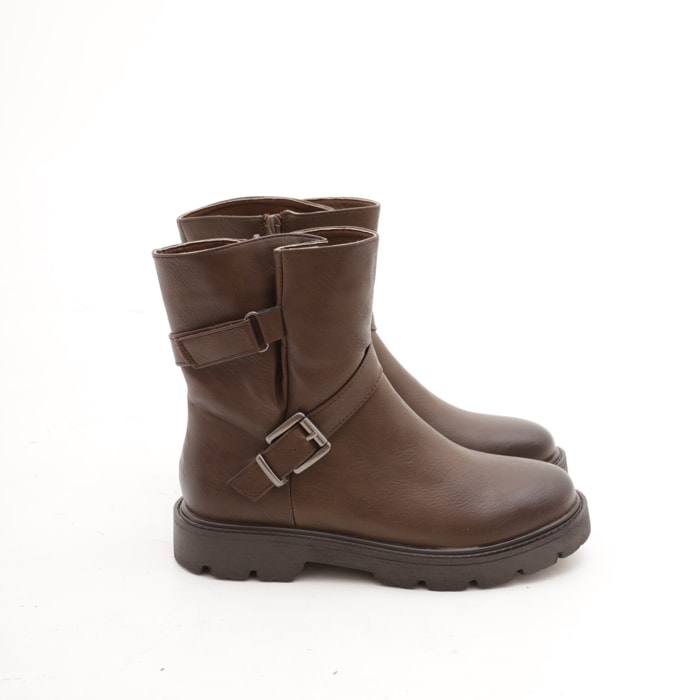 BIKER BASSO CON CINTURINO CAVIGLIA MARRONE