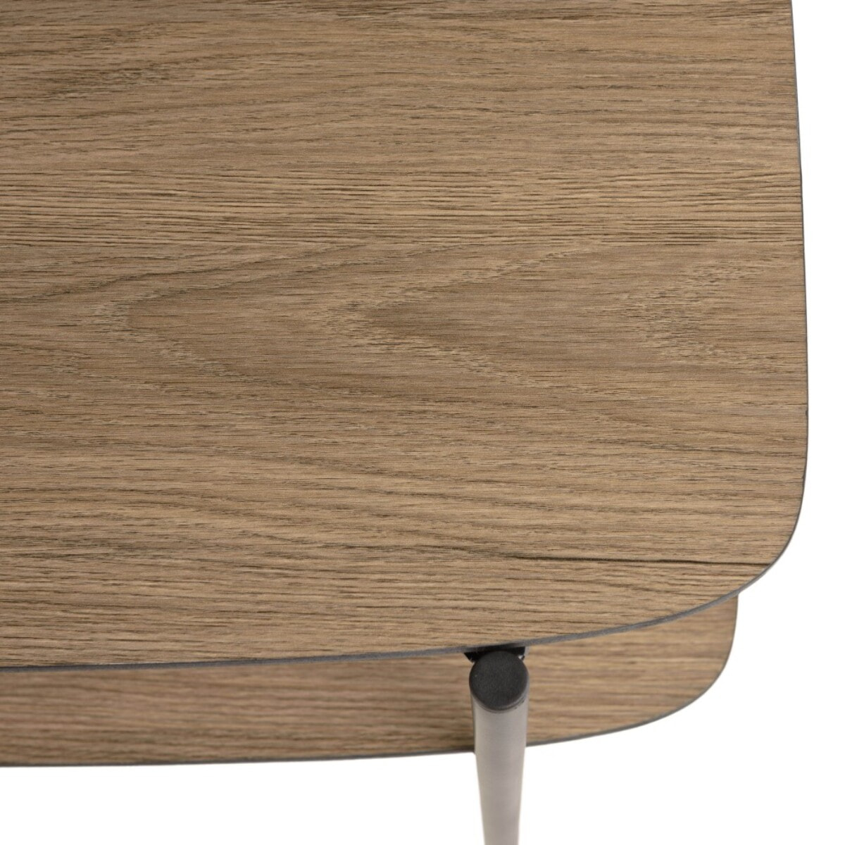 JULIA - Table d'appoint double plateau couleur mocha pieds métal noir