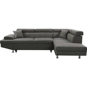 Canapé d'angle "Sophia luxe" - 265 x 190.5 x 80/91 cm - Gris - Angle droit