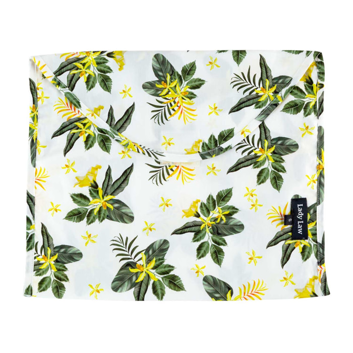 Pigiama leggero DONNA cotone bianco fiori gialli e verdi