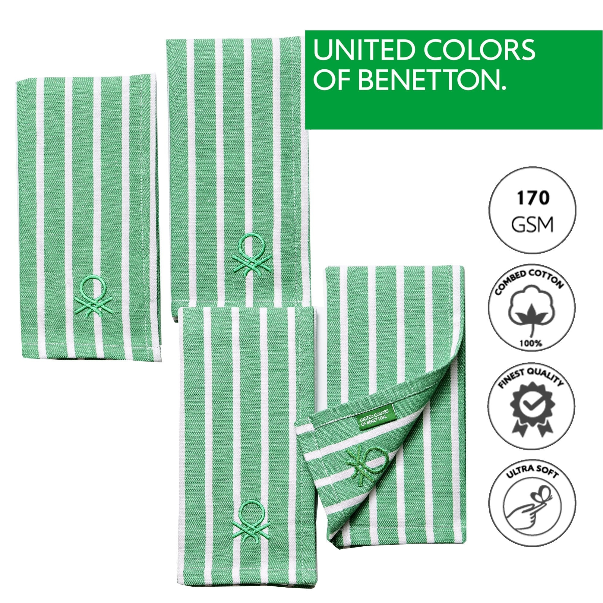 Set 4pc servilleta 33x45cm, 170gsm, 100% algodón verde oscuro Benetton