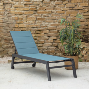 Bain de soleil BARBADOS en textilène bleu gris - aluminium anthracite