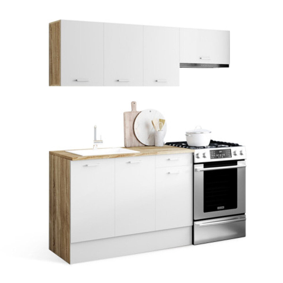 Ensemble de cuisine Allegra 180cm - Bois - Blanc