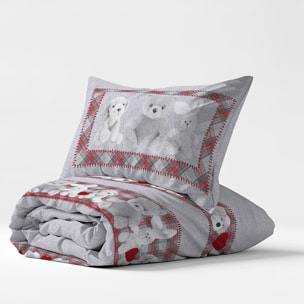 Parure copripiumino peluche rosso 100% cotone