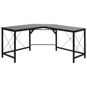 Mesa de Ordenador PC Esquinera de Forma L 150x150x76cm Negro