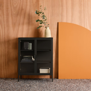 Armoire vitrine acier et verre trempé 2 portes 80cm ARKANSAS