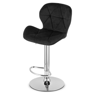 Sgabello West in velluto nero con base cromata