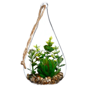 Plante artificielle suspendue pot ciment H19,5cm
