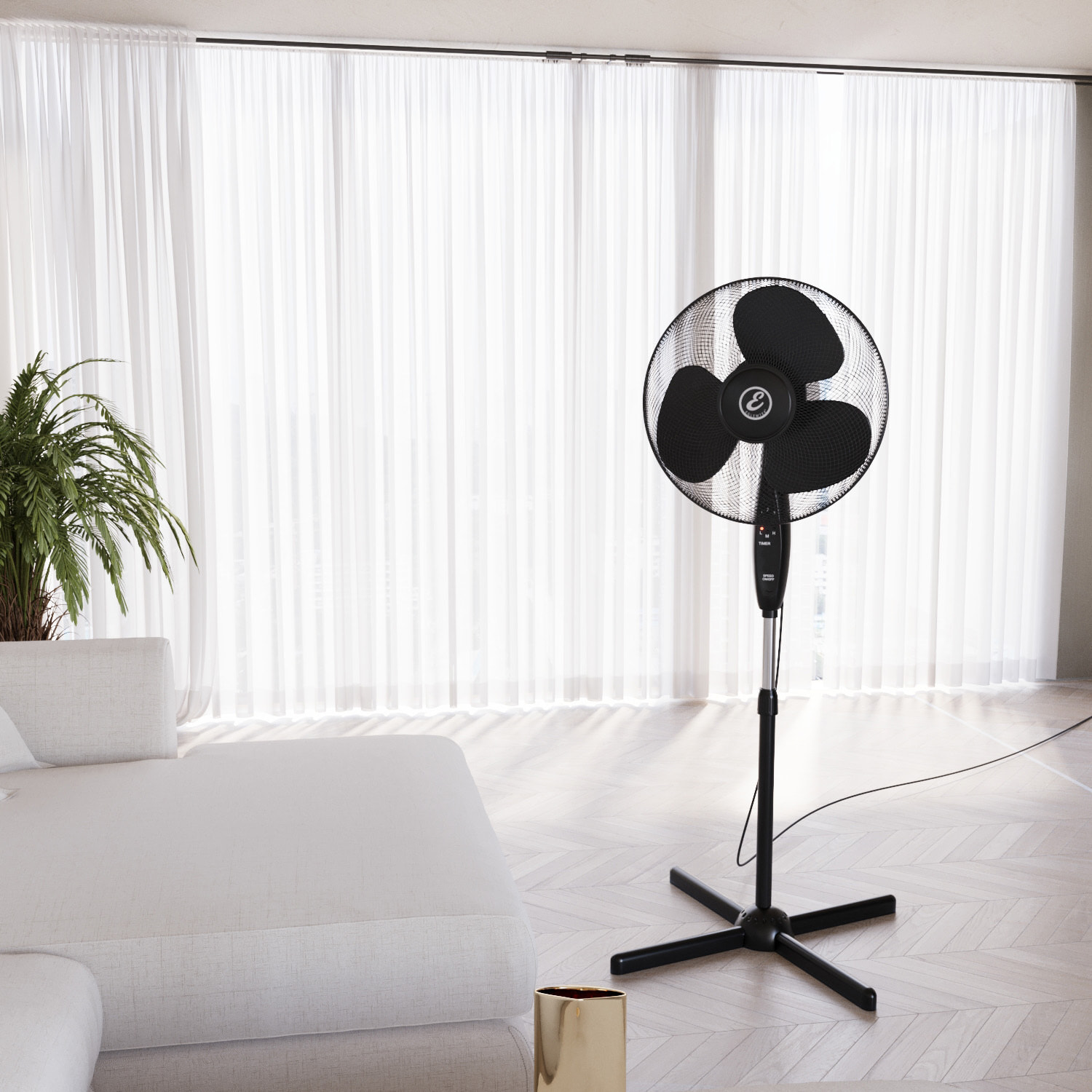 Ventilatore A Piantana Potente Da 50W Pale Da 40 Cm Silenzioso Timer 7 Ore 3 Velocità Oscillante Altezza Inclinazione Regolabili E Telecomando