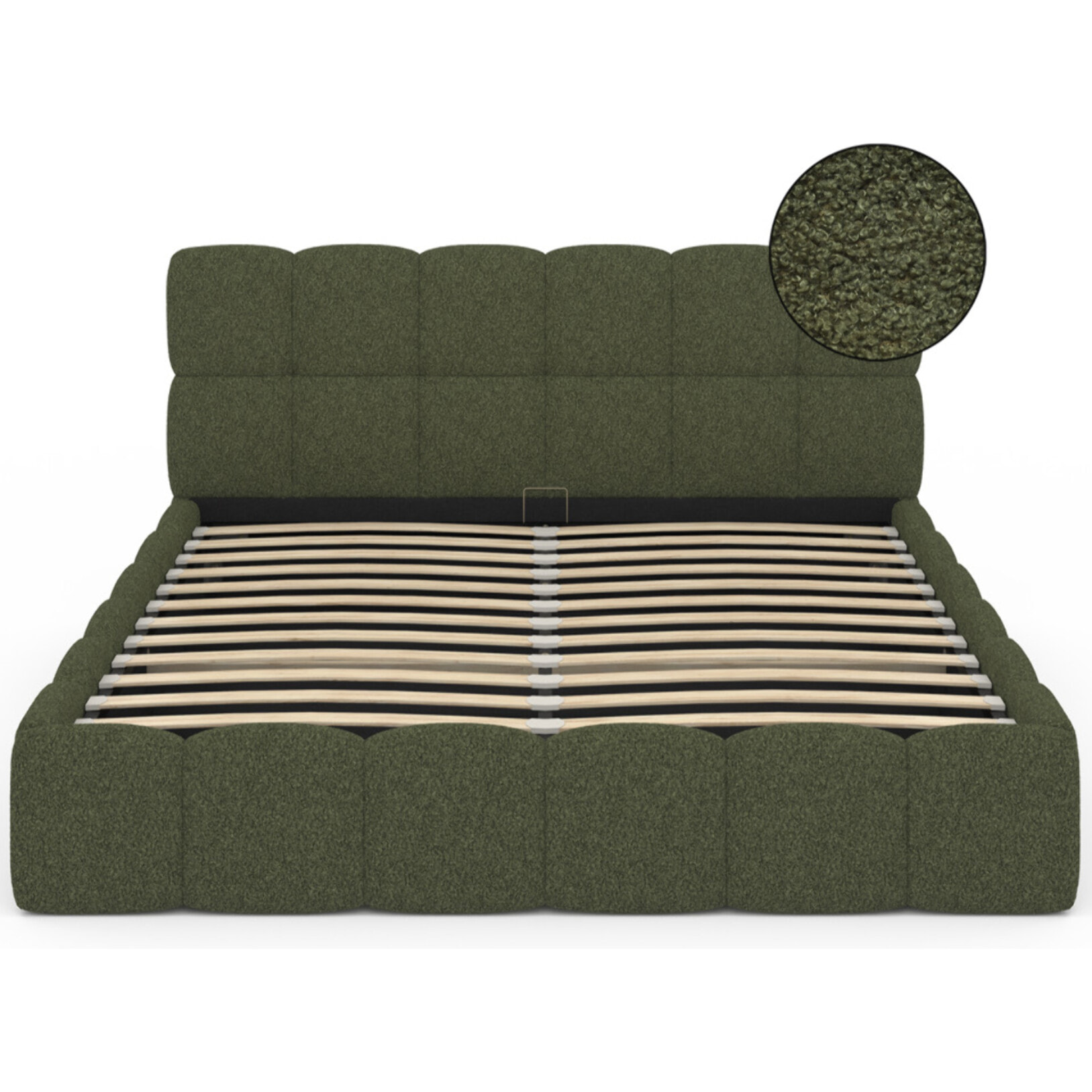 Lit coffre Bubble 160x200cm bouclette vert kaki