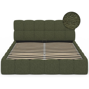 Lit coffre Bubble 160x200cm bouclette vert kaki