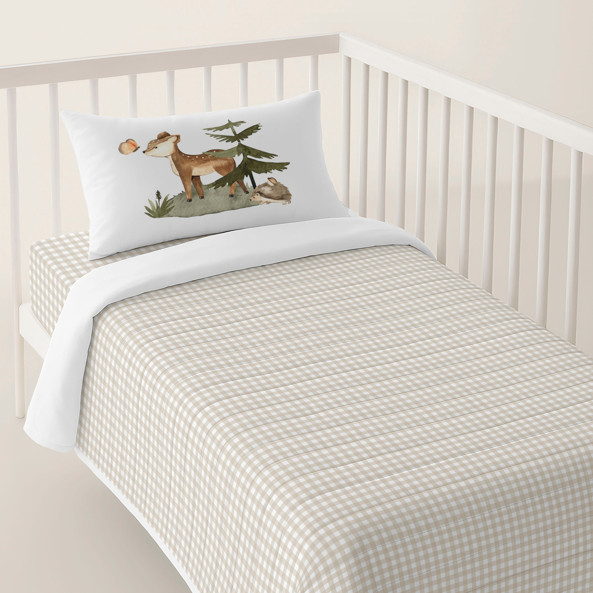 Cool Kids - Colcha Bouti Estampada - Reversible - Infantil - 100% Algodón - Cuna - Woodland