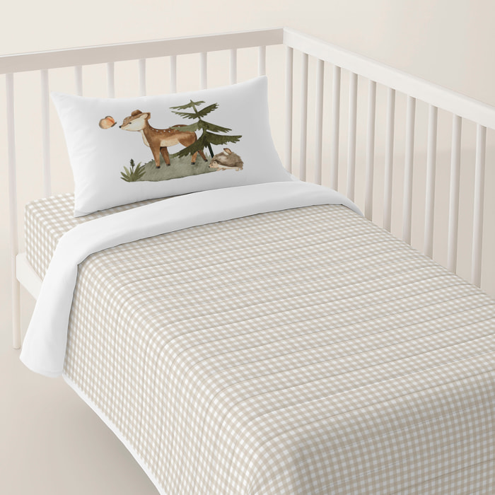 Cool Kids - Colcha Bouti Estampada - Reversible - Infantil - 100% Algodón - Cuna - Woodland