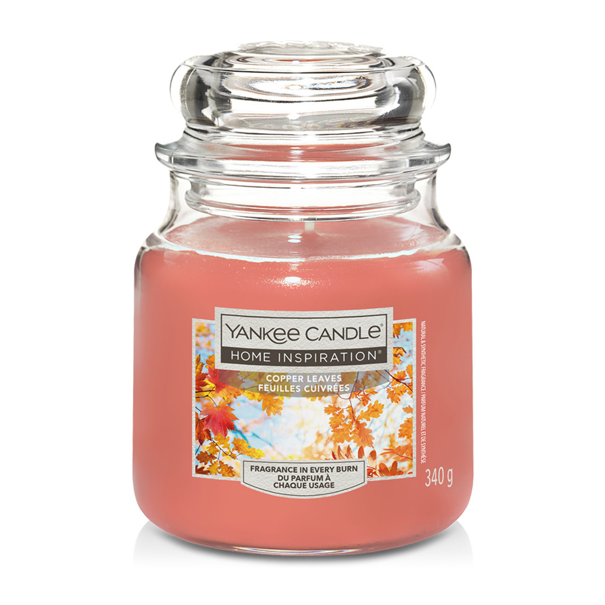 CANDELA IN GIARA MEDIA COPPER LEAVES