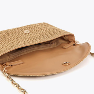 Borsa per eventi effetto rafia con logo leopardato