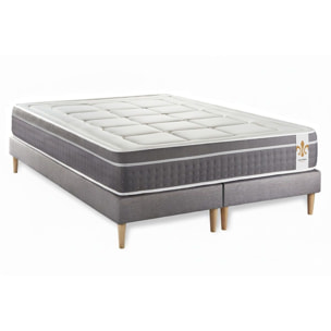 Ensemble Matelas Trente - 30cm - Ressorts ensachés et mémoire de forme - Confort d'exception - Sommier Tapissier Gris