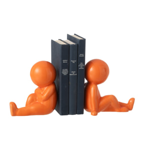 J-Line Serre-livres Marcel - grès- orange foncé - set de 2