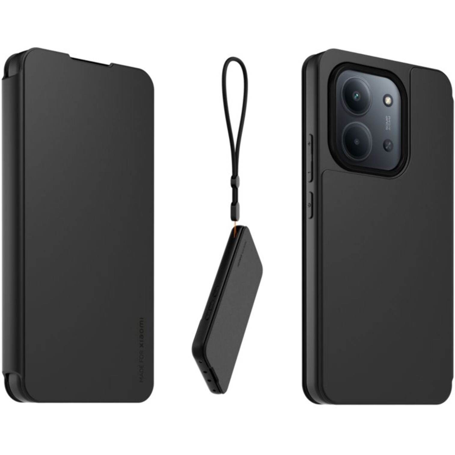 Etui avec cordon MADE FOR XIAOMI Redmi 15C 4G/5G Noir + dragonne