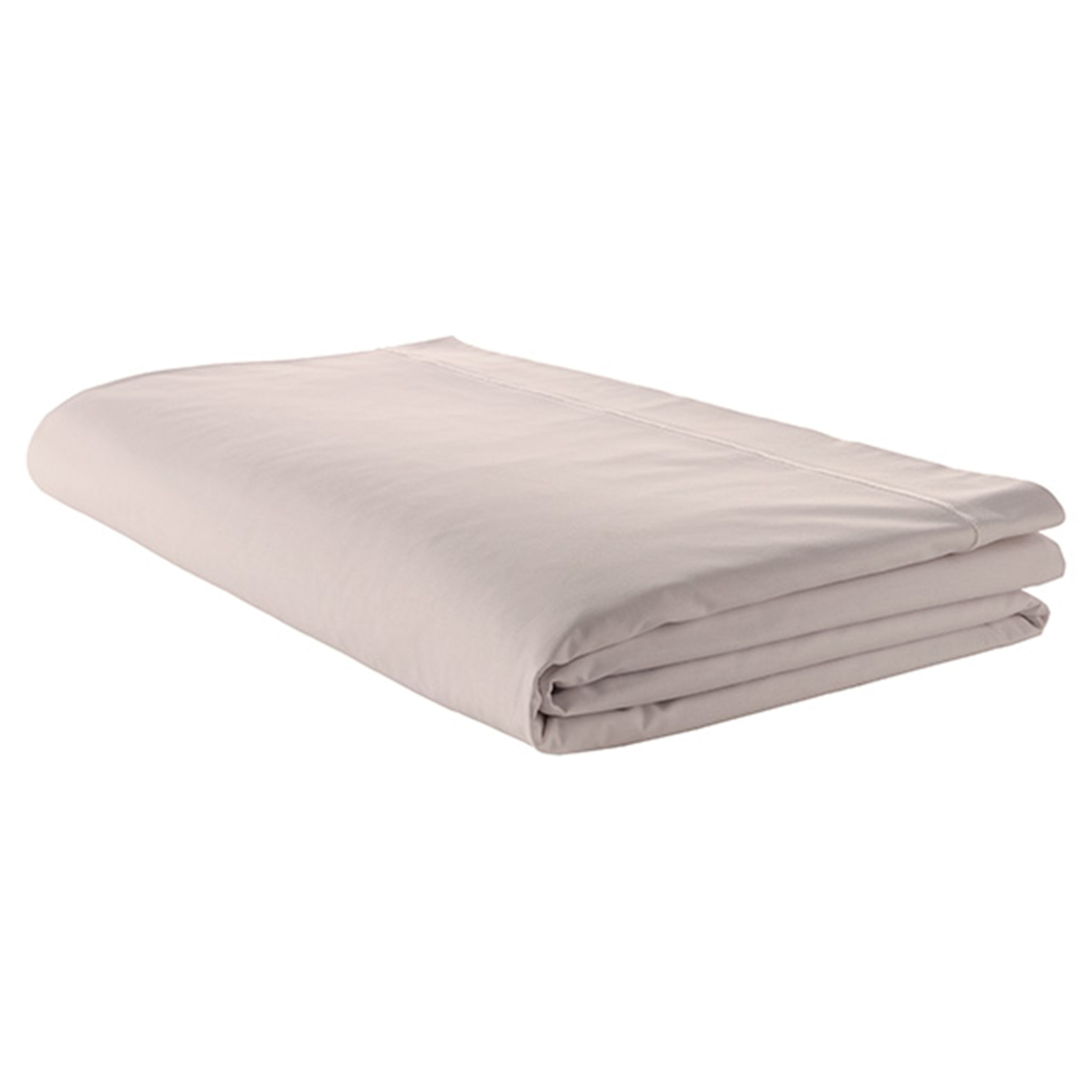 Drap plat piqué uni en percale de coton - Beige