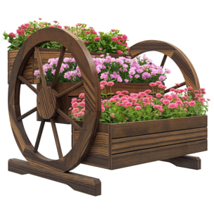 Jardinière sur pied carré potager 3 étages style rustique chic foncé