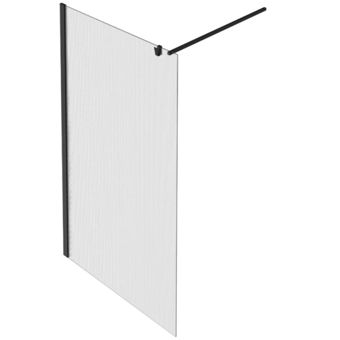 Paroi de douche Contra flute 140cm + kit profilé Noir mat