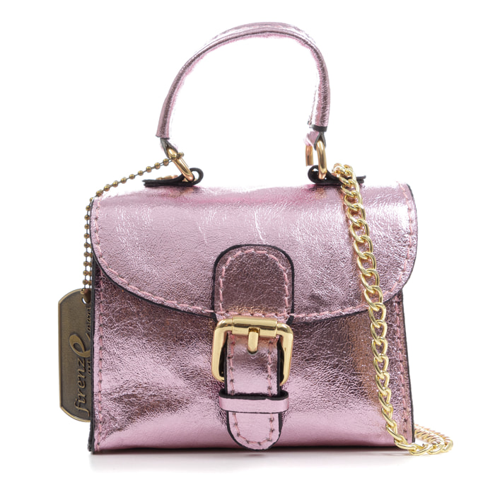 Annicco mini bolso de mano y bandolera mujer. Piel auténtica acabado Gamuza lacada.