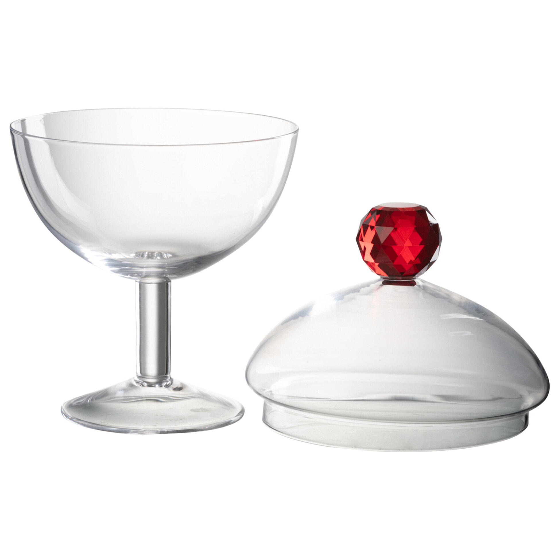 J-Line pot de conservation Diamond Cristal - verre - transparent/rouge - large