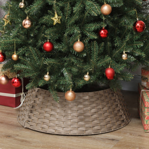 Falda para Árbol de Navidad Rústico, Diseño Tejido, Cubre Pie para Árbol de Navidad Desmontable para Fiestas, Decoración Navideña, Ø68x22 cm, Café