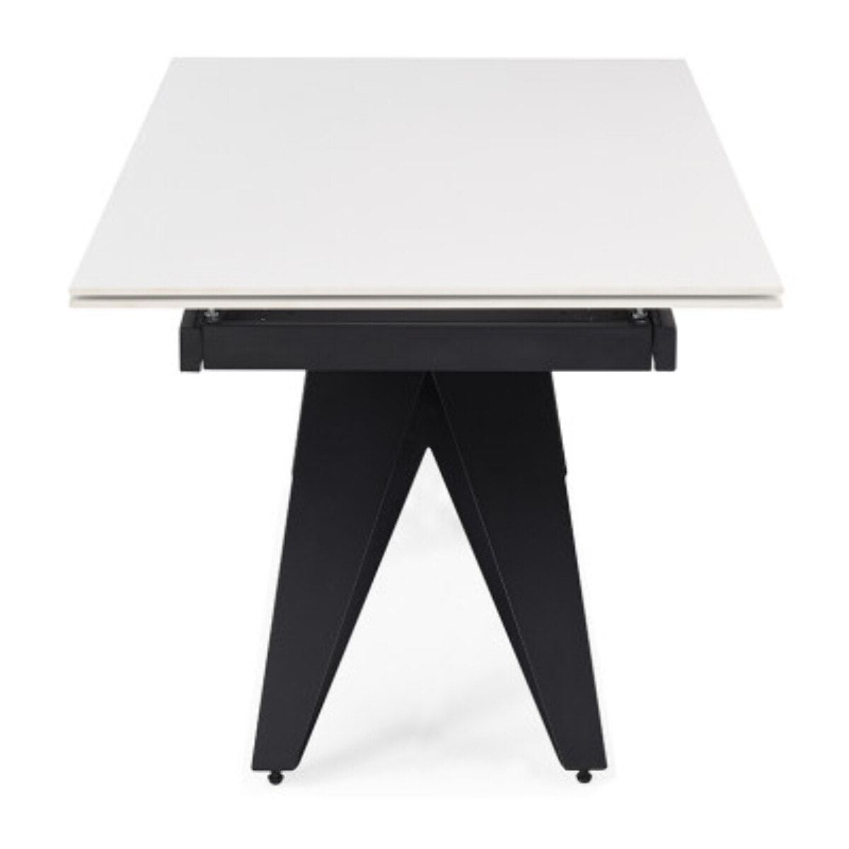 Table extensible céramique blanche 180/260 cm - 8 piètements - UNIK